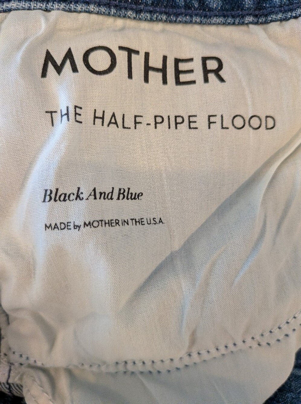 Mother Superior Half Pipe Flood Barrel Leg Jeans Black & Blue Denim Wash Size 31 - Picture 13 of 15
